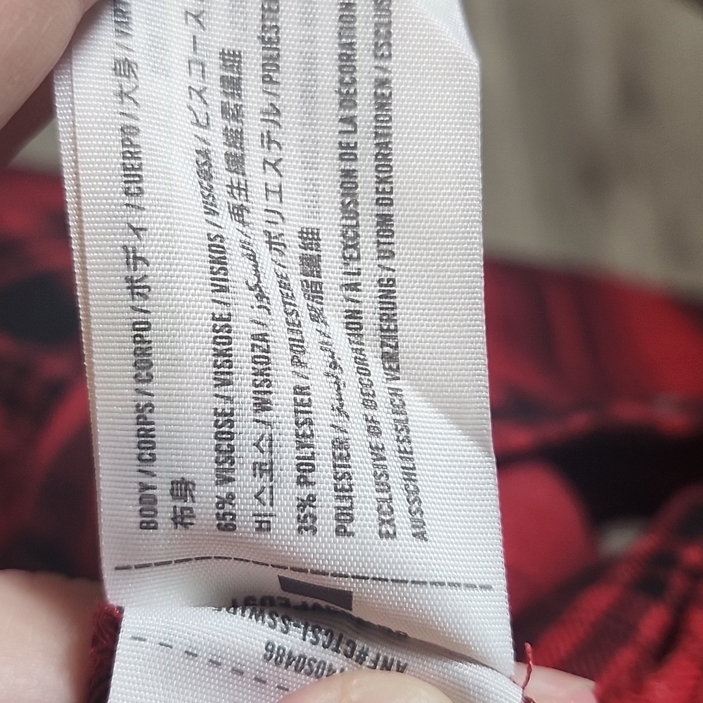 Abercrombie Soft A&F Red And Black Plaid Button D… - image 5